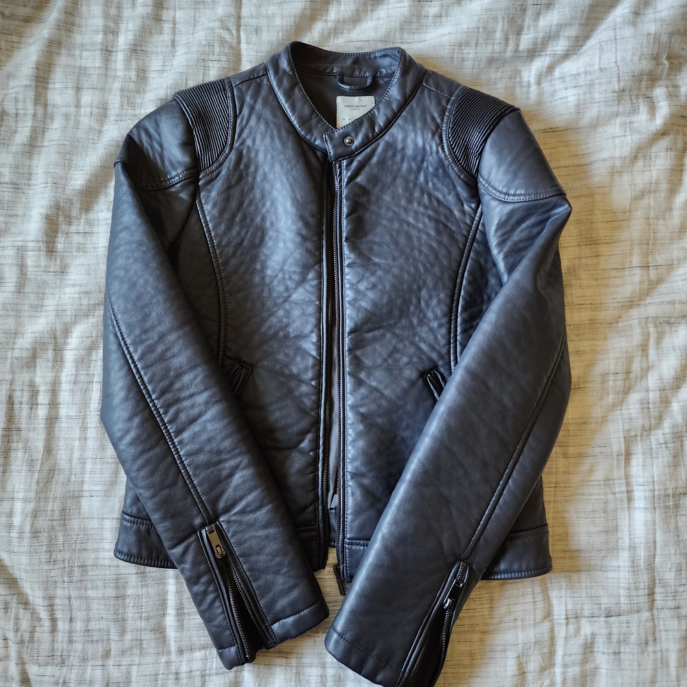 Vero Moda Gray Leather Jacket